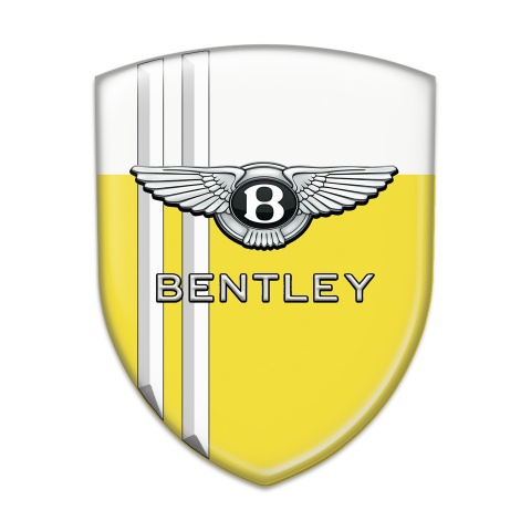 Bentley Domed Emblem Yellow White with White Lines Version 