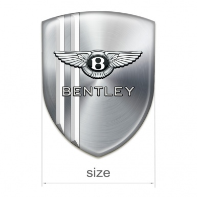 Bentley Self Adhesive Car logo Emblem Silover with White Stripes Version 