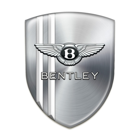 Bentley Self Adhesive Car logo Emblem Silover with White Stripes Version 