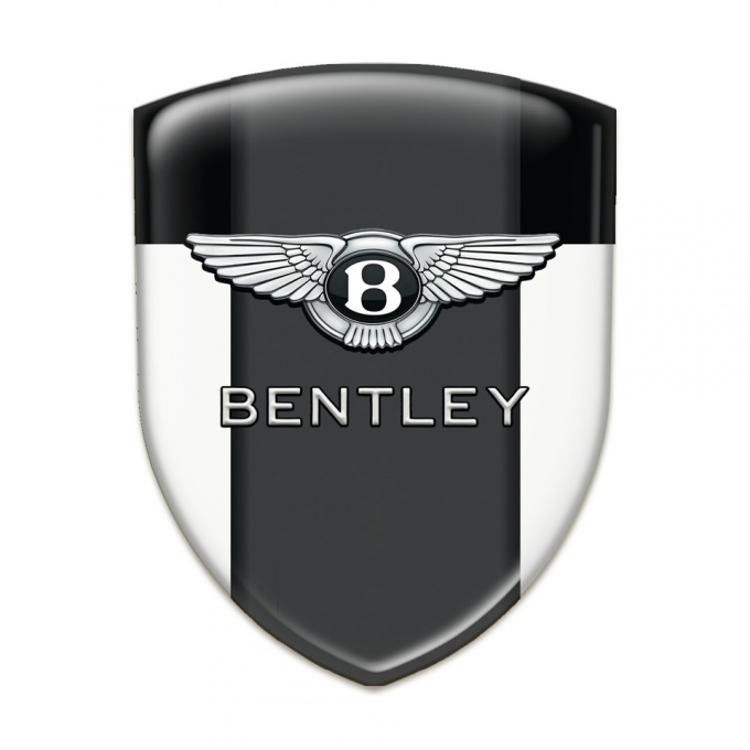 Bentley 3D Gel Emblem White Black Base Classic Logo 