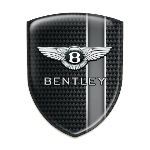 Bentley 3D Gel Emblem Black Carbon with Gray Band  