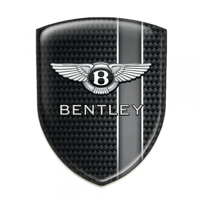 Bentley 3D Gel Emblem Black Carbon with Gray Band  