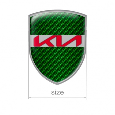 Kia Domed Emblem Green Carbon New Style Red Logo