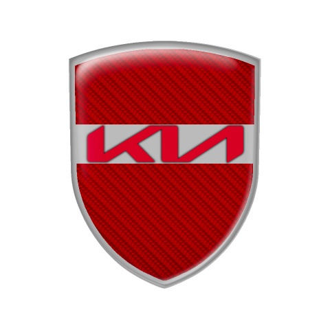 Kia Domed Emblem Red Carbon New Style Red Logo