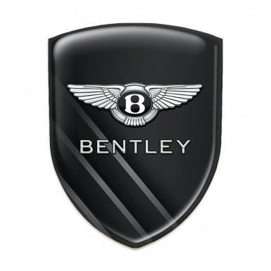 Bentley Silicone Emblem Black with Gray Diagonal Lines Design 