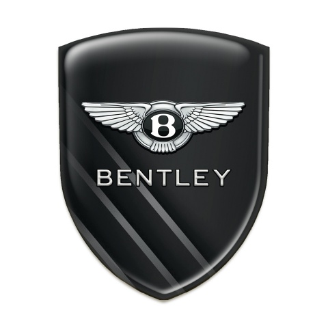Bentley Silicone Emblem Black with Gray Diagonal Lines Design 