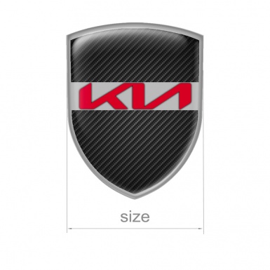 Kia Domed Emblem Carbon New Style Red Logo