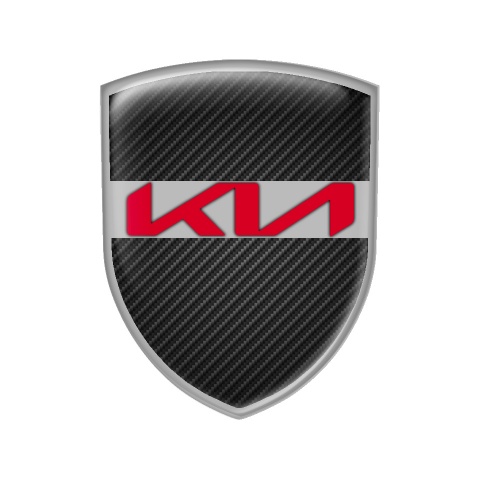 Kia Domed Emblem Carbon New Style Red Logo