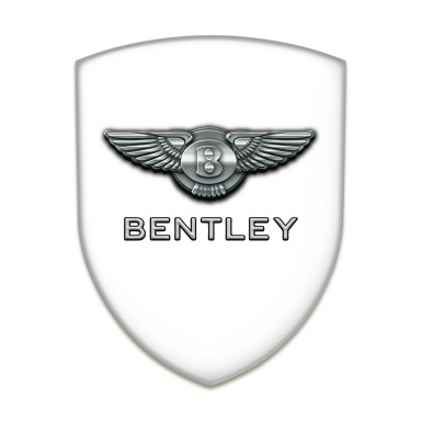 Bentley Resin Sticker White Base Metal Logo 