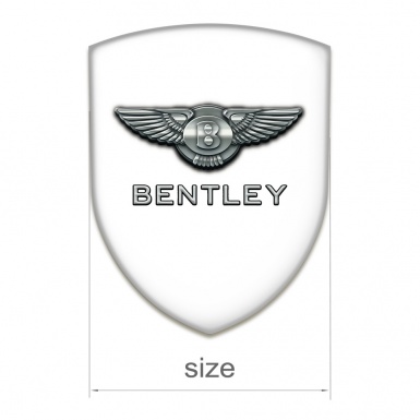 Bentley Resin Sticker White Base Metal Logo 