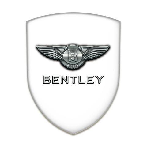 Bentley Resin Sticker White Base Metal Logo 