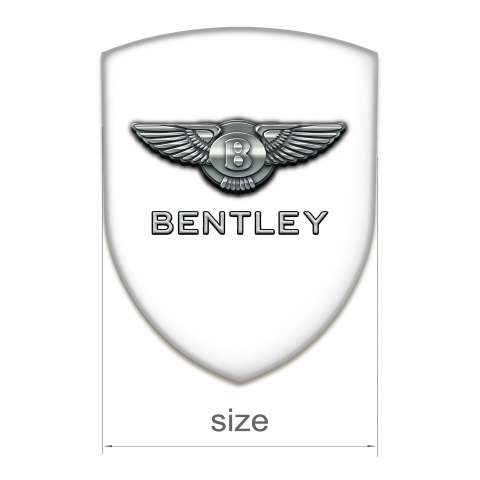 Bentley Resin Sticker White Base Metal Logo 