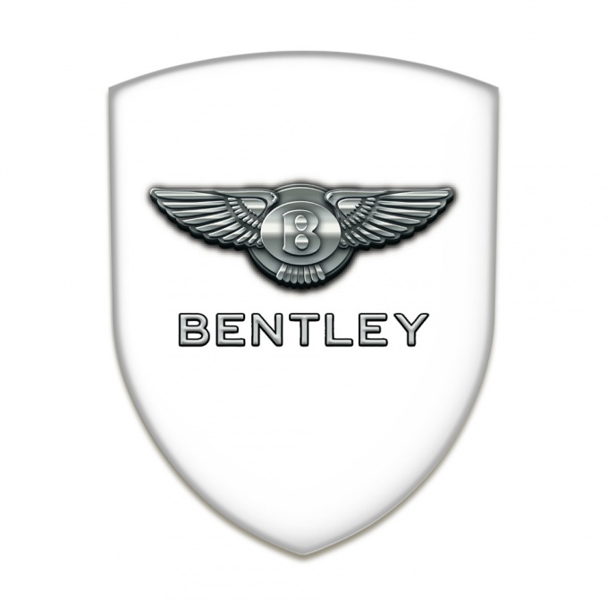 Bentley Resin Sticker White Base Metal Logo 