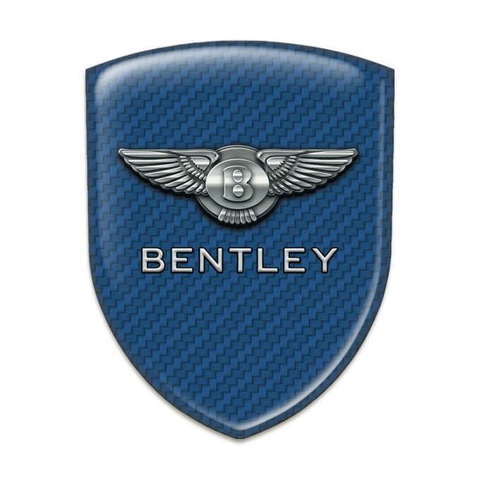 Bentley Emblem Interior Navy Blue Carbon Base Metal Logo 