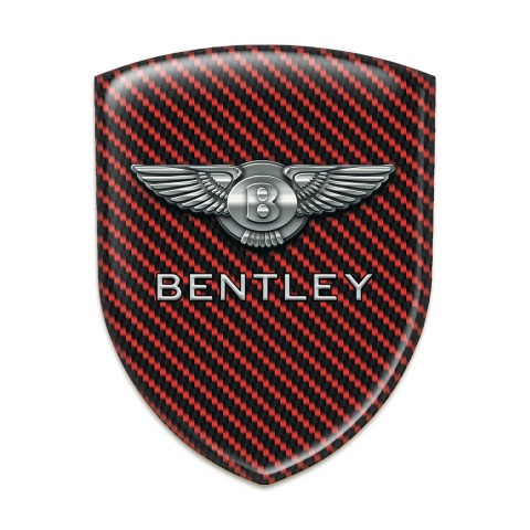 Bentley Resin Sticker Red Carbon Base Metal Logo Style 