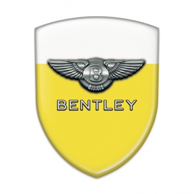 Bentley Tuning Badge Yellow White Base Metal Effect Logo 