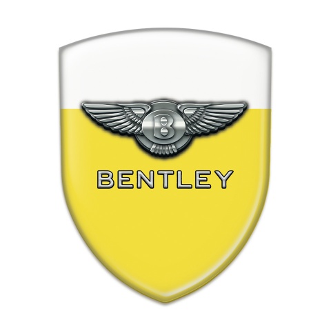 Bentley Tuning Badge Yellow White Base Metal Effect Logo 