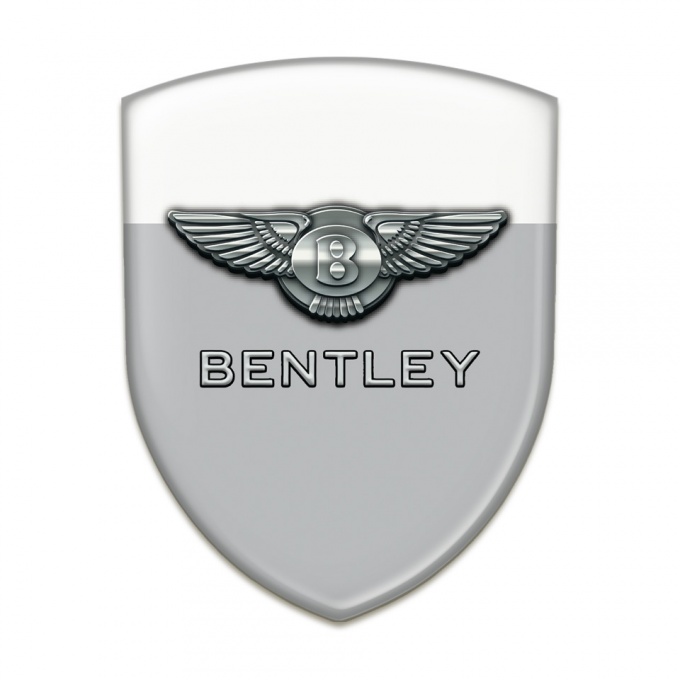 Bentley Self Adhesive Car logo Emblem Gray White base Chrome Logo 