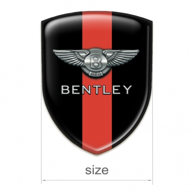 Bentley Car Interior Badge Black with Red Band Base Chrome Logo 