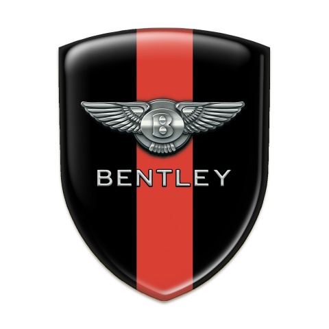 Bentley Car Interior Badge Black with Red Band Base Chrome Logo 