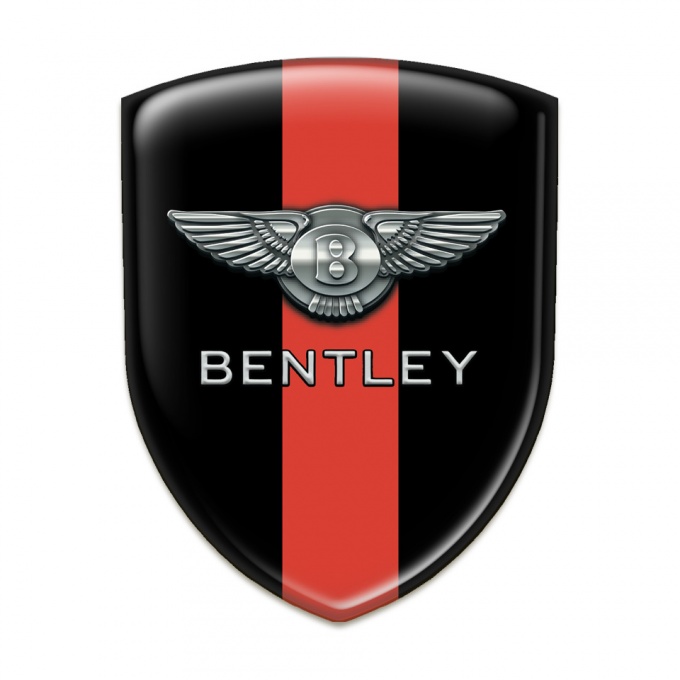 Bentley Car Interior Badge Black with Red Band Base Chrome Logo 