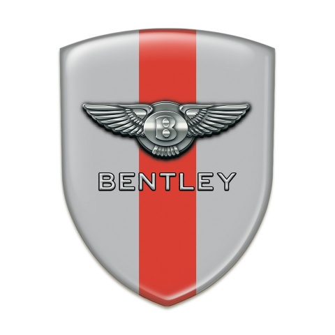 Bentley  Silicone Car Decal Badge Gray with Red Band Base Chrome Logo