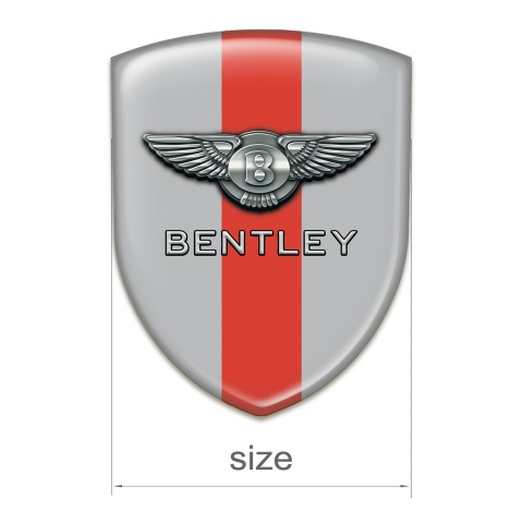 Bentley  Silicone Car Decal Badge Gray with Red Band Base Chrome Logo