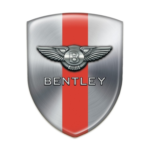 Bentley Silicone Badge Silver with Red Band Base Chrome Logo