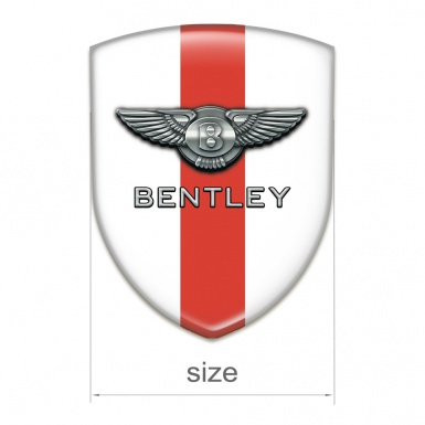 Bentley Auto Emblem White with Red Band Base Chrome Logo 