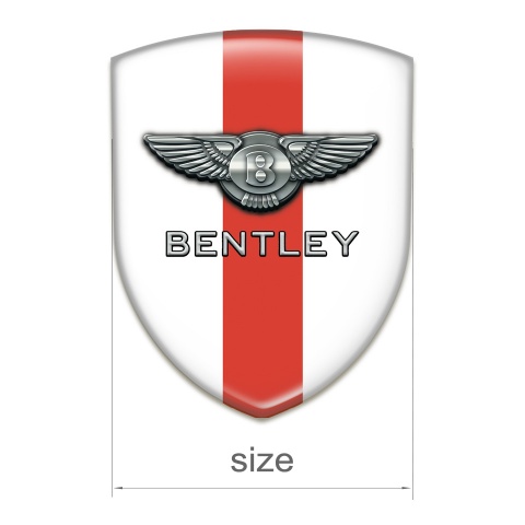 Bentley Auto Emblem White with Red Band Base Chrome Logo 