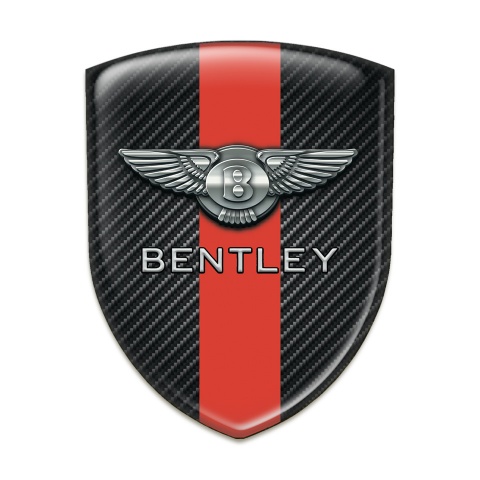 Bentley Self Adhesive Emblem Logo Black Fibers Print with Red band 