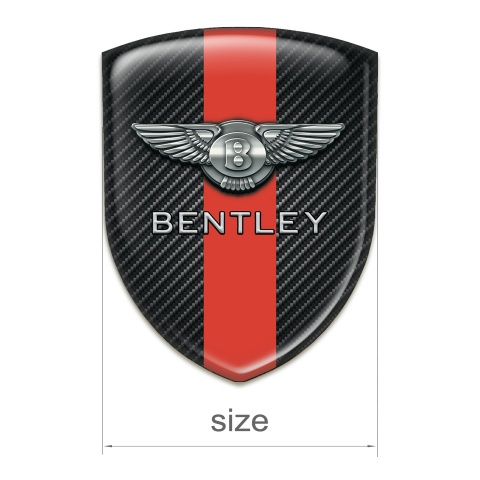 Bentley Self Adhesive Emblem Logo Black Fibers Print with Red band 