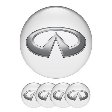 Infiniti Wheel Center Cap Domed Stickers White and Silver Emblem