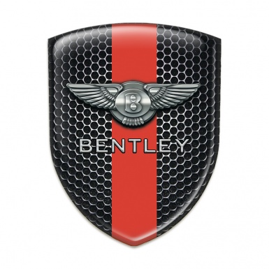 Bentley 3D Gel Emblem Perforated Steel with Red Band edition 