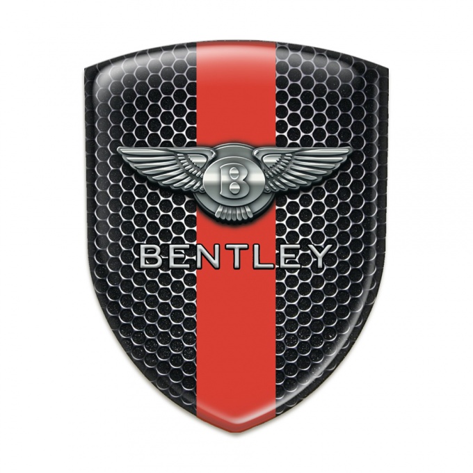 Bentley 3D Gel Emblem Perforated Steel with Red Band edition 