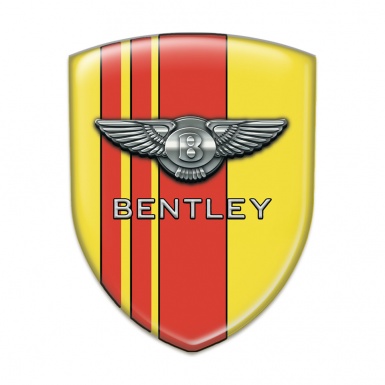 Bentley Silicone Car Decal Badge Yellow with Red Lines Version 