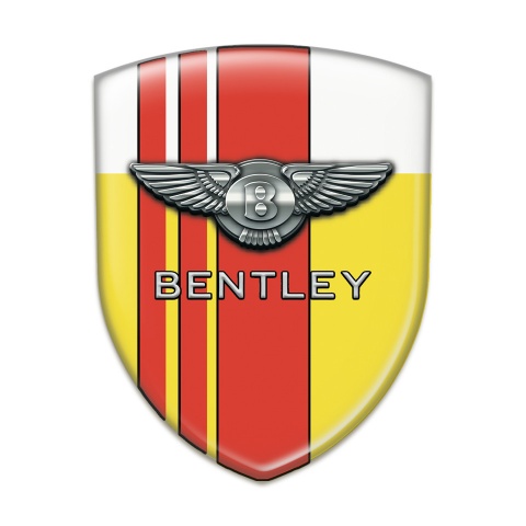 Bentley Emblem Badge Logo Yellow White with Red Lines Version 