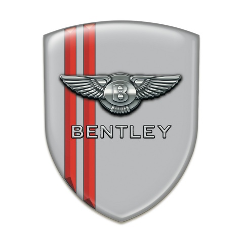Bentley 3D Gel Emblem Gray with Red Stripes Edition 