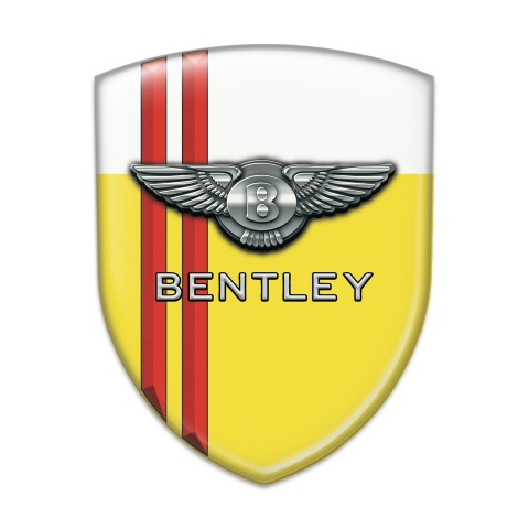 Bentley Silicone Car Decal Badge Yellow white Base Red Stripes Decoration 