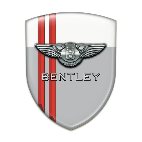 Bentley Silicone Badge Gray White Base Red Stripes Decoration 