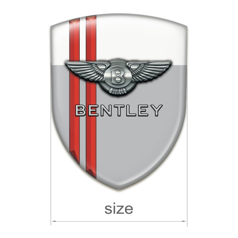 Bentley Silicone Badge Gray White Base Red Stripes Decoration 