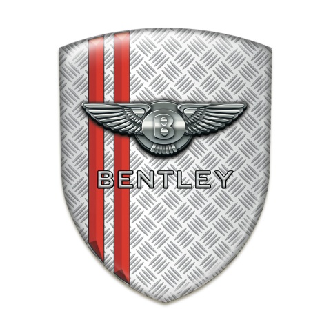 Bentley Emblem Badge Logo Metal Effect Base Red Stripes Decoration 