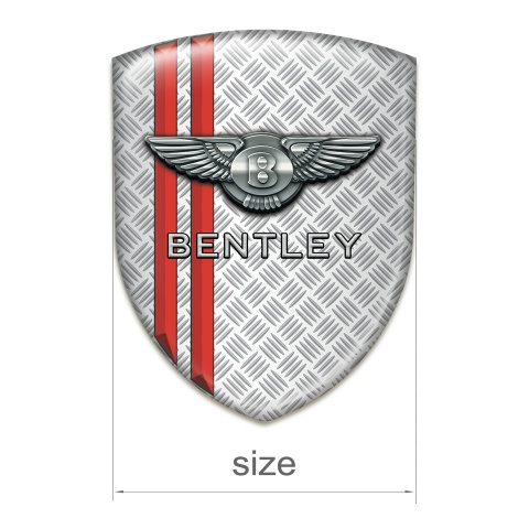 Bentley Emblem Badge Logo Metal Effect Base Red Stripes Decoration 