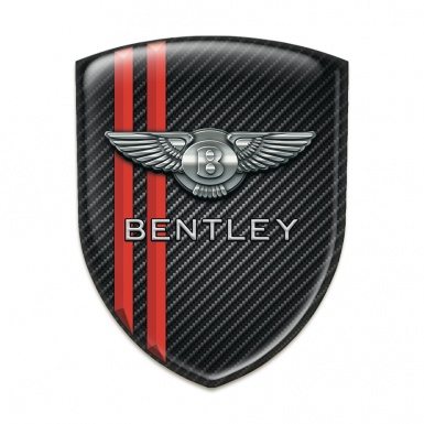 Bentley Logo Emblem Dark Carbon base Red Stripes Decoration 