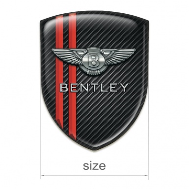 Bentley Logo Emblem Dark Carbon base Red Stripes Decoration 