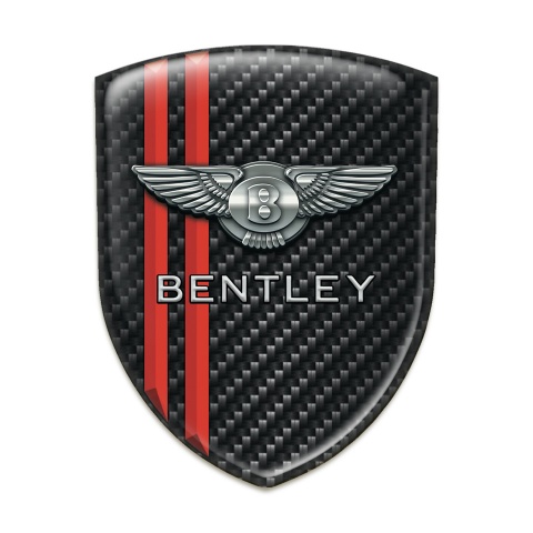 Bentley Self Adhesive Emblem Logo Black Carbon with Red Stripes Decoration 