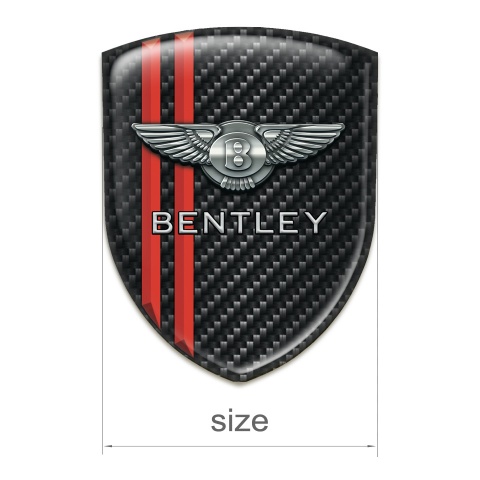 Bentley Self Adhesive Emblem Logo Black Carbon with Red Stripes Decoration 