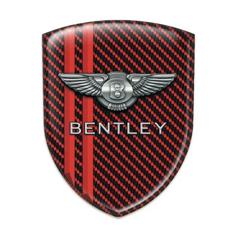 Bentley Domed Emblem Red Carbon Red Stripes Decoration 
