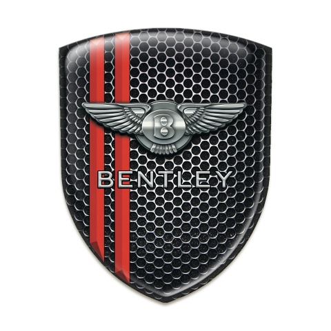 Bentley Silicone Emblem Perforated Steel Red Stripes Decoration 