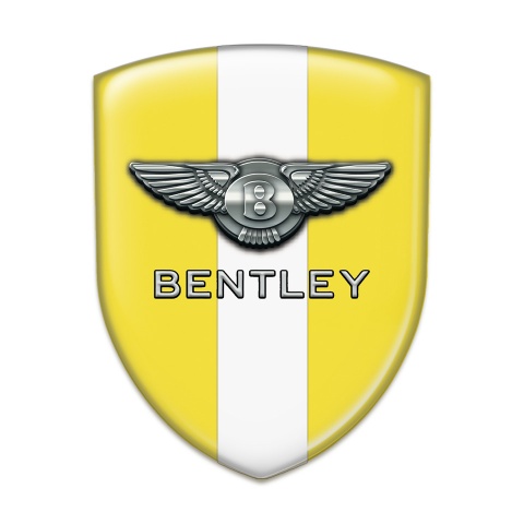 Bentley Car Accessories Badge Yellow with White Ribbon Decoration 